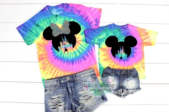 Discover Disney Inspired Matching Shirt,  Mickey / Minnie Castle Tie Dye Shirt, Kid's Castle Shirt, Disney World