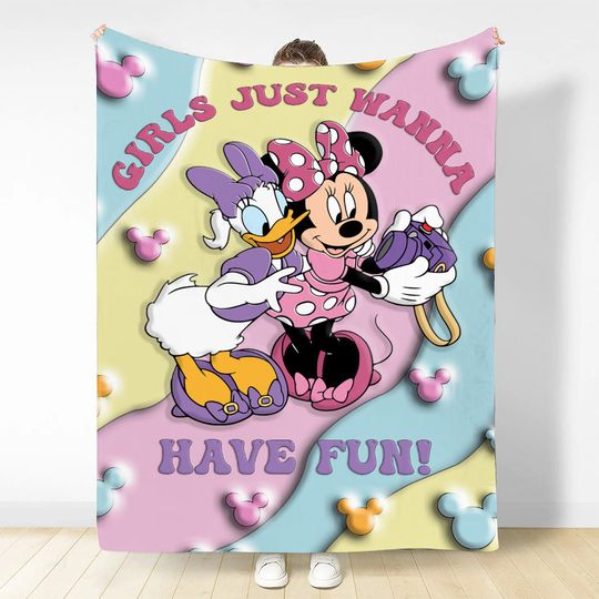 Disney Minnie And Daisy Baby Blanket, Disneyland Christmas Baby Blanket