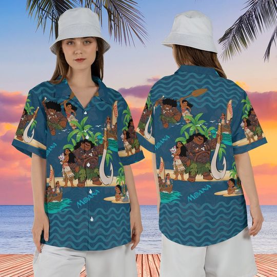 Discover Moana And Maui Disney Hawaiian Shirt, Disneyland Trip Tropical Beach