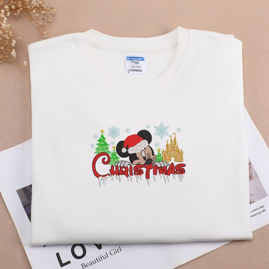 Disney Mickey Mouse Merry Christmas Embroidered Sweatshirt