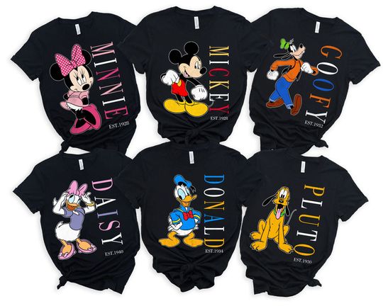 Mickey And Friends Est 1928 Shirt, Retro Disney Team Matching T-shirt, Disney Birthday Gift, Disney World Disneyland Trip Outfits