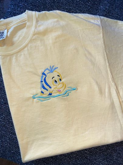 Flounder Disney Embroidered T-Shirt