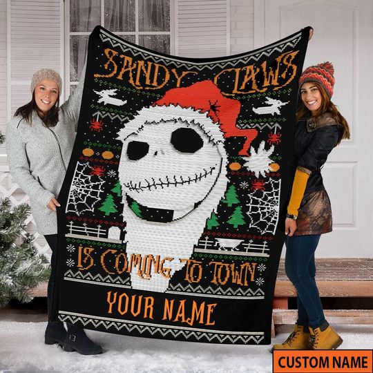 Custom Disney Christmas Jack Skellington Blanket, Night Before Christmas Blanket