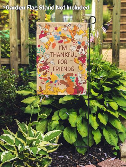 Disney Thankful for Friends Mickey And Friends Thanksgiving Garden Flag