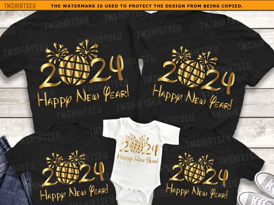 Disney 2024 Epcot New Year's Eve Gold Foil Shirts, Disney New Years Shirt