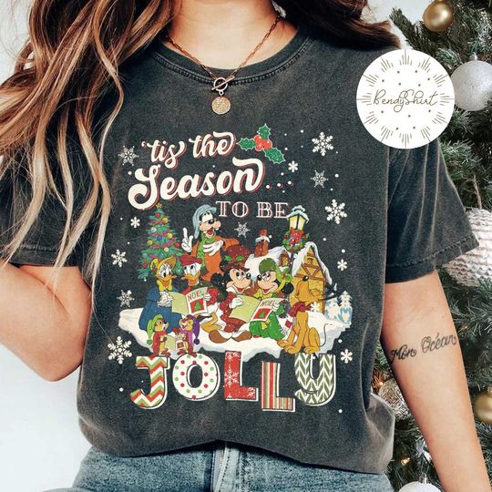 Discover Tis The Season To be Jolly Disney Christmas shirt, Mickey & friends Christmas Tree Santa Claus