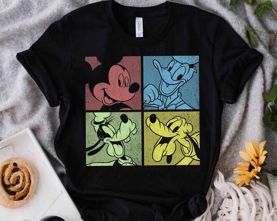Discover Disney Mickey Mouse And Friends Group Shot Comic Panels Retro Shirt, Magic Kingdom  T-shirt Family Birthday Gift