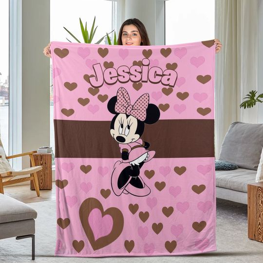 Discover Minnie Blanket, Personalized Disney Character Blanket, Disney Lover Gift, Minnie Lover Gift, Minnie Character Blanket