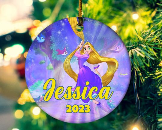 Personalized Rapunzel Ornament, Princess Christmas Ornament, Disney 2023 Christmas Ornament