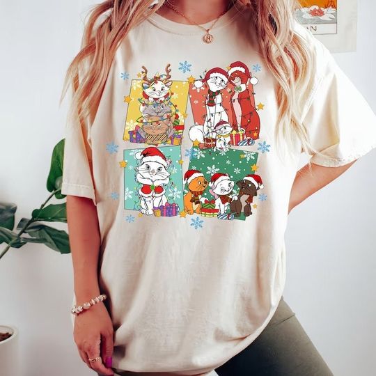 Vintage Disney Cats Christmas Shirt, Aristocats Christmas Lights