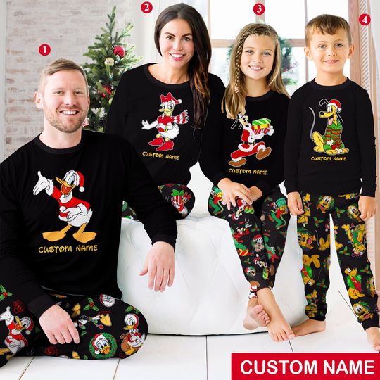 Discover Family Disney Pajamas, Goofy Donald Mickey & Minnie Christmas Pajamas