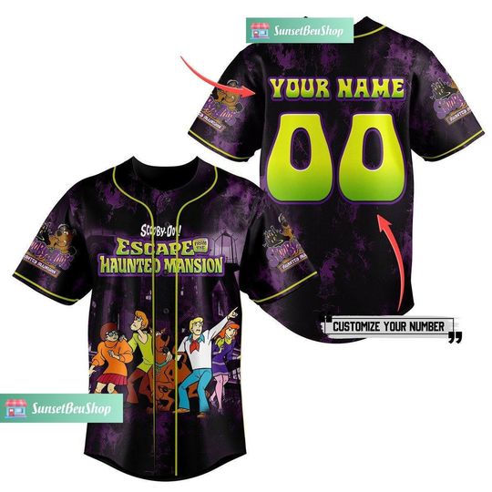 Halloween Disney Baseball Jersey, Haunted Mansion Jersey, Scooby Doo Jersey Shirt