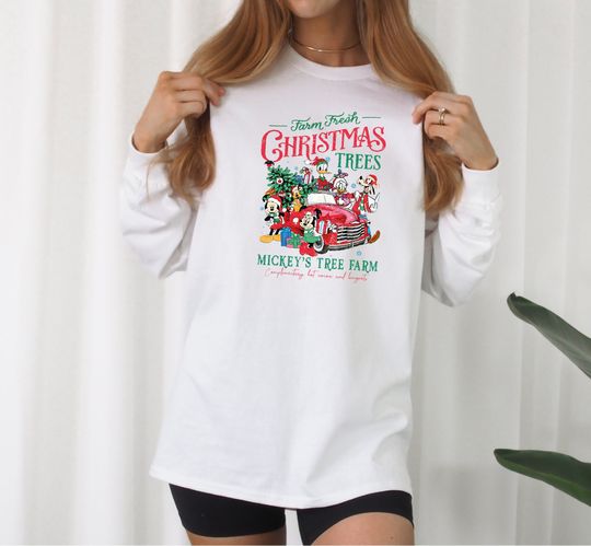 Mickey Friends Christmas Long Sleeve, Retro Disney Farm Fresh Sweatshirt