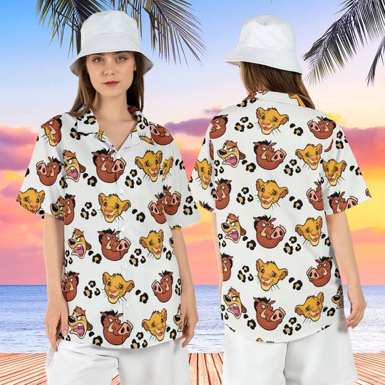 Lion King Hawaiian Shirt, Animal Kingdom Hawaii Shirt, Disneyland Safari Aloha Shirt