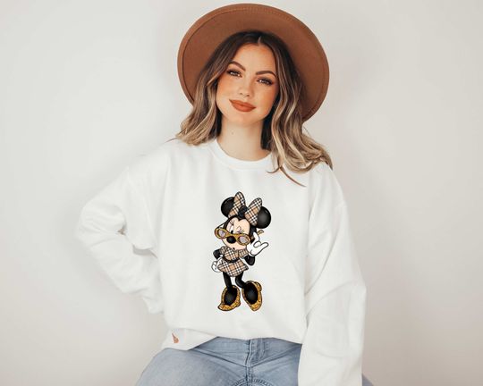 Minnie Sunglasses Shirt, Minnie Fashion Sweatshirt, Cute Disney Tee, Disney Fashion Shirt Minnie Mouse Graphic Tee