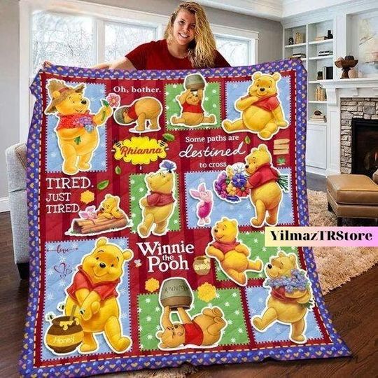 Pooh Bear Quilt, Winnie The Pooh Quilt, Personalized Pooh Quilt, Disneyland Fleece Blanket