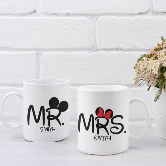 Disney Mug, Mr & Mrs Mugs, Couple Mugs, Wedding Gift, Custom Gift Mugs