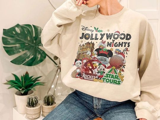 Vintage Disney Hollywood Christmas Sweatshirts, 2023 Mickey's Christmas Party Shirt