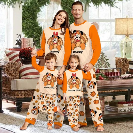 Personalized Thanksgiving Pajamas Set, Family Disney Pajamas
