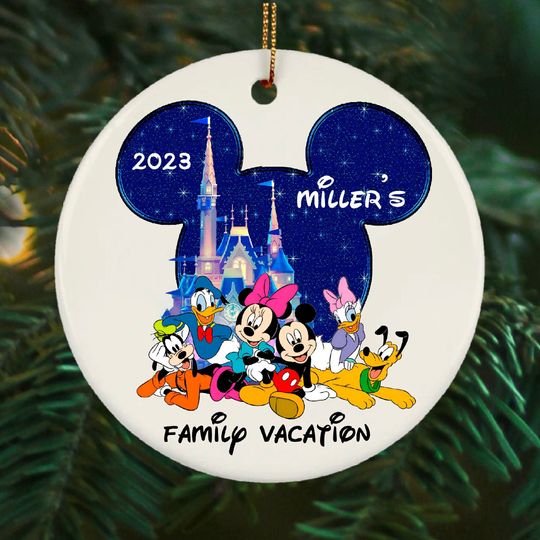 Custom Disney Family Vacation Ornament, Magic Kingdom Ornament, Mickey Ear