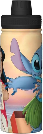 Disney Stitch Stainless Steel Water Bottles Sports Lid