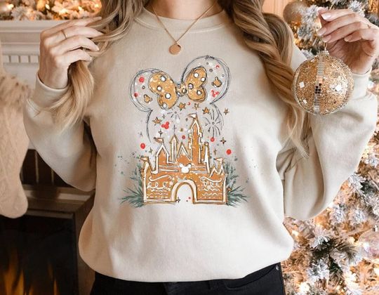 Disney minnie Gingerbread Castle sweatshirt, Disney Christmas Shirt, Minnie Mickey Christmas Shirt