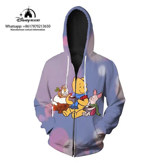 Disney Winnie The Pooh And Friends Hoodie, 3D Zip Hoodie