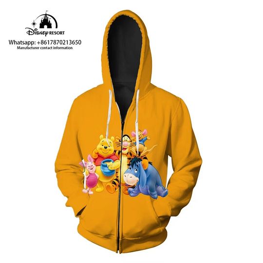 Disney Winnie The Pooh And Friends Hoodie, 3D Zip Hoodie