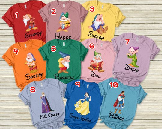 Seven Dwarfs Shirts, Snow White Happy Tee, Disney Birthday Shirt