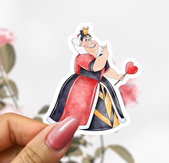 Queen of Hearts Sticker, Disney Evil Villian Decal, Alice in Wonderland