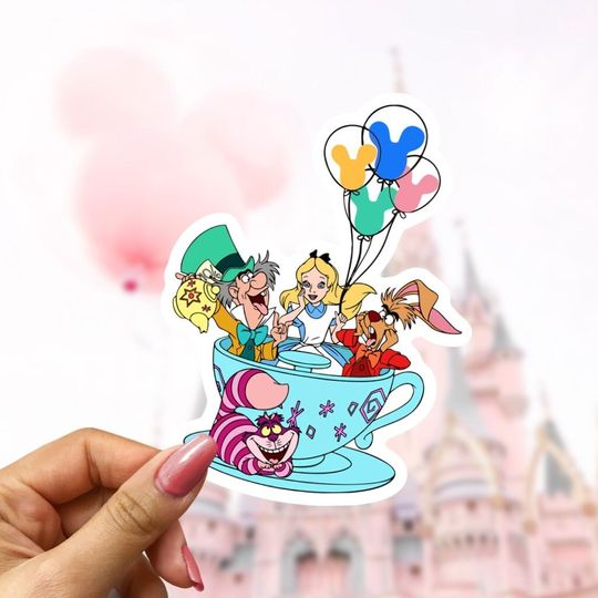 Alice In Wonderland Tea Cup Sticker, Disney Alice Decal,