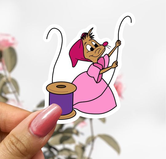 Cinderellas Perla Mice Sticker, Disney Mouse Sticker, Cinde Sewing Mice Sticker