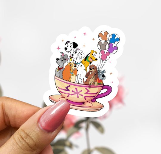 Discover 101 Dalmatians Sticker, Disney Dogs Sticker Decal, Tea Cup Sticker