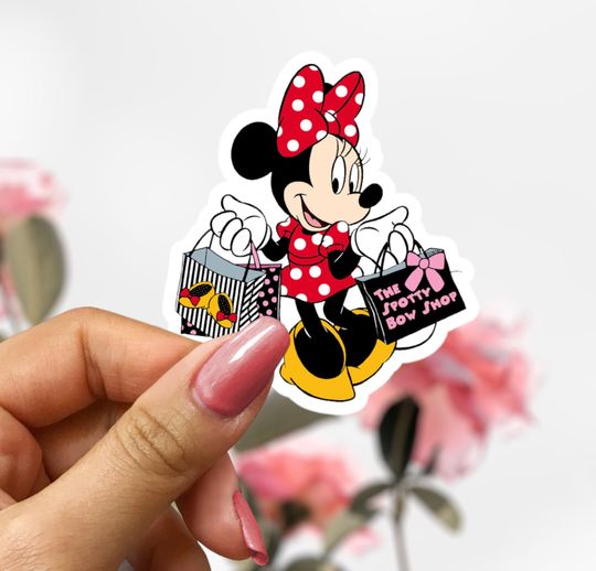 Cute Shopping Minnie Mouse Sticker, Disney Sticker Decal