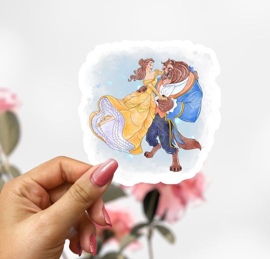 Belle Sticker, Disney Beauty & Beast Decal, Princess Sticker, Beast Sticker