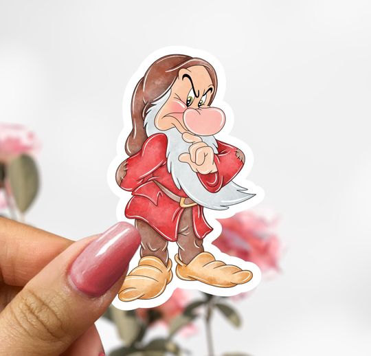 Seven Dwarfs Grumpy Sticker,  Disney Sticker Decal, Snow White Grumpy Sticker