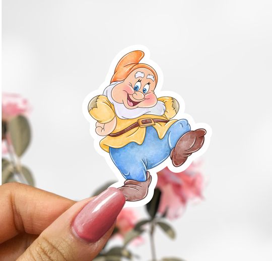 Seven Dwarfs Happy Sticker, Disney Sticker Decal, Snow White Happy Sticker