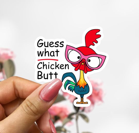 Guess What? Chicken Butt, Hei Hei & Pua Moana Sticker, Disney Moana Decal, Chicken Sticker
