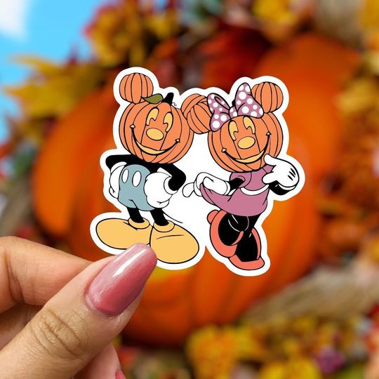 Discover Halloween Mickey & Minnie Pumpkin Sticker, Pumpkin Disney Decal