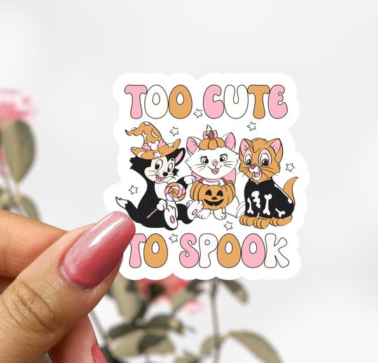 Aristocats Halloween Sticker, Too Cute Cat Sticker, Disney Marie Cat Sticker Decal,