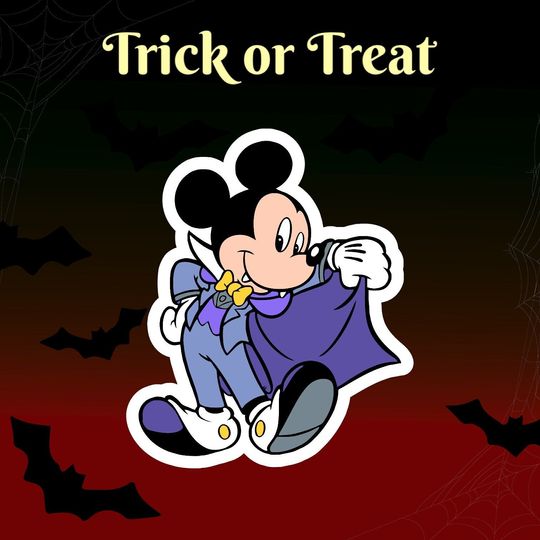 Cute Halloween Vampire Mickey Mouse Sticker, Disney Sticker Decal