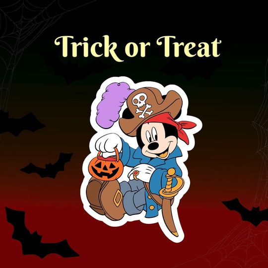Cute Halloween Mickey Mouse Sticker, Disney Sticker Decal