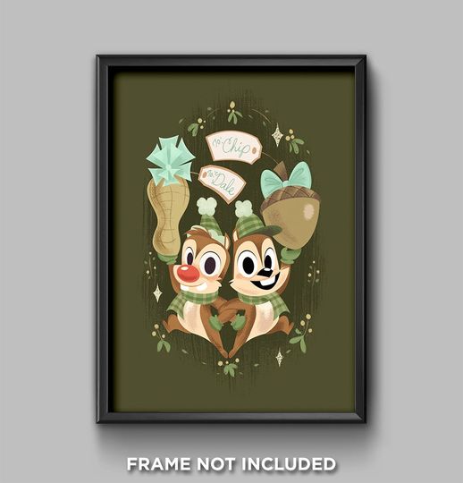 Disney Christmas Chip and Dale Presents Poster