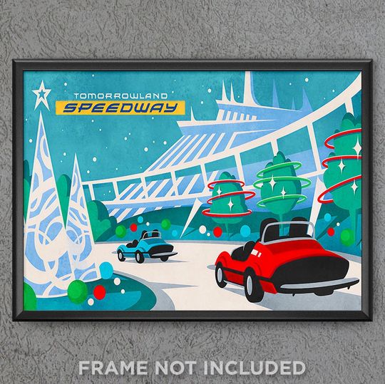 Disney Tomorrowland Speedway Christmas Poster