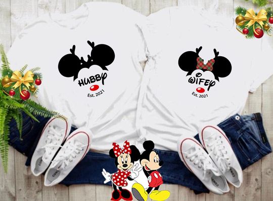 Discover Disney Christmas Hubby Wifey Shirts | Mr and Mrs Disney custom Christmas shirt
