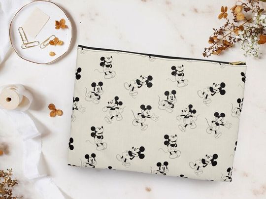 Neutral Mickey Mouse Accessory Pouch, Disney Vacation Gift