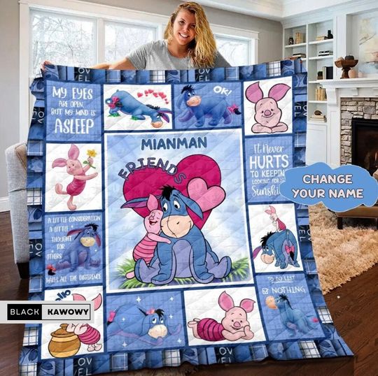 Eeyore And Piglet Quilt, Custom Eeyore Quilt, Disney Donkey Quilt, Winnie The Pooh
