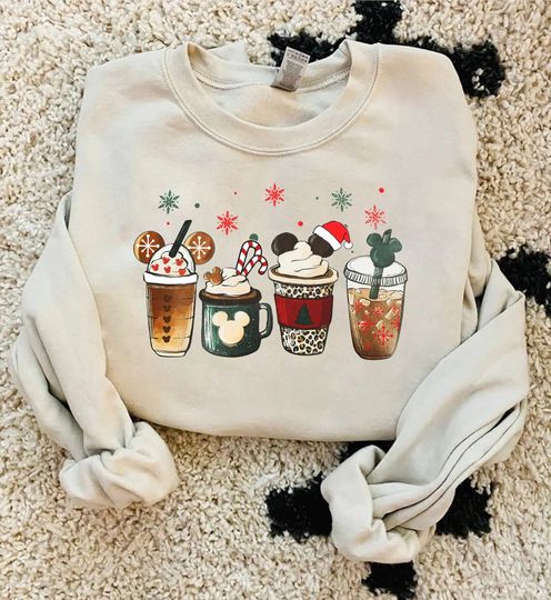 Christmas Mickey Coffee Latte Sweatshirt, Disneyland Christmas Sweatshirt, Christmas Family Shirt