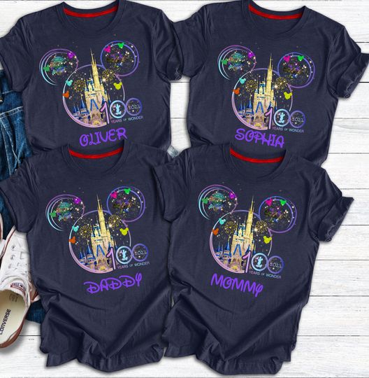 Discover Personalized Disney 100th Anniversary Shirt, Disney100 Years Of Wonder Family Shirt