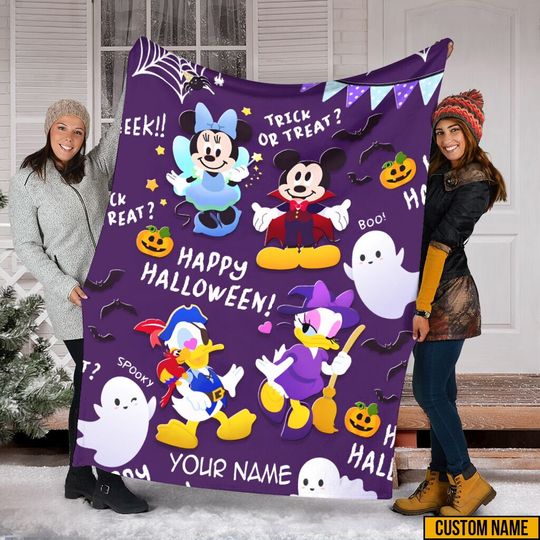 Mickey Mouse And Friends Blanket, Disney Halloween Blanket, Family Christmas Gift, Mickey Mouse Birthday Gifts